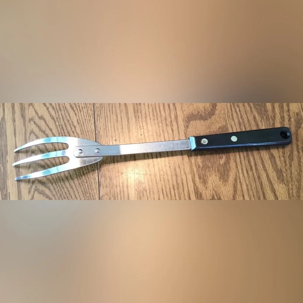 Stainless Steel BBQ Serving Fork with Black Handle